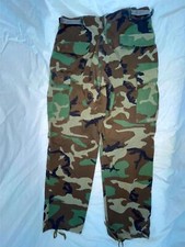 VTG 80S MENS 32 GREEN CARGO BAGGY US ARMY MILITARY WOODLAND CAMOUFLAGE PANTS