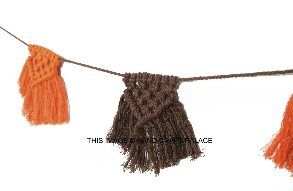 Hágalo usted mismo BANDERA DE BANDERÍN de macramé arte indio/tejido/habitación de bebé/decoración de pared/cuerda/cordón/boho Foto 3 de 3