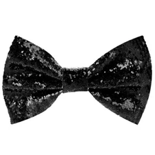 KALIONE Black Sequin Bow Tie, Glitter Bow Tie, Shiny Bowtie Black Men's Pre 