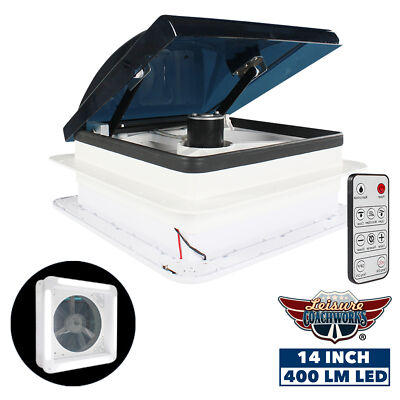 Powered RV Roof Vent Fan With Remote Multi Speed Rain Sensor and LED 12 Volt LCW