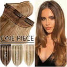 One Piece 100% THICK Clip In Remy Human Hair Extensions Full Head 22" Highlight