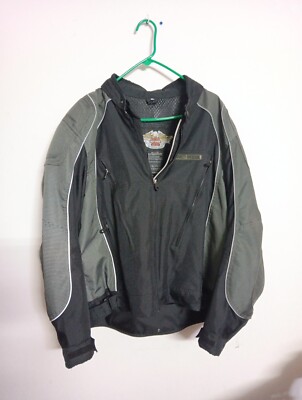 Harley-Davidson Black Grey Nylon Jacket RN 103819 CA 03402 Men's Size 2XL 