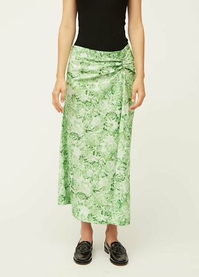 WOW! New Tags Ganni brand ''Island Green'' midi skirt sz 38 US 6
