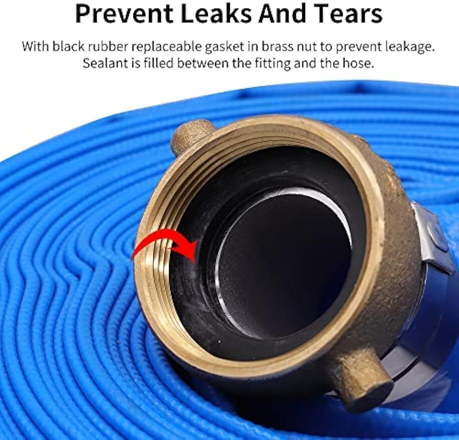 2" x 100ft PVC Lay Flat Water Pump Discharge Hose w/Aluminum Pin Lug