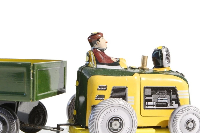 * Blechspielzeug KLEINER TRAKTOR mit ANHÄNGER °° Tin Toy °° Jouet en Tôle °° - Bild 3 von 3