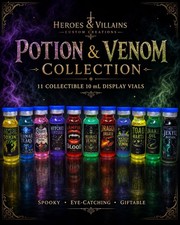 Set of 3 Glass Prop Halloween Decor 10ml Vials Witch Potions Venoms