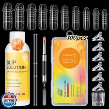 GELLAKTIK 100Pcs Nail Forms Kit, 10 Sizes Reusable Dual nail Forms for Poly G