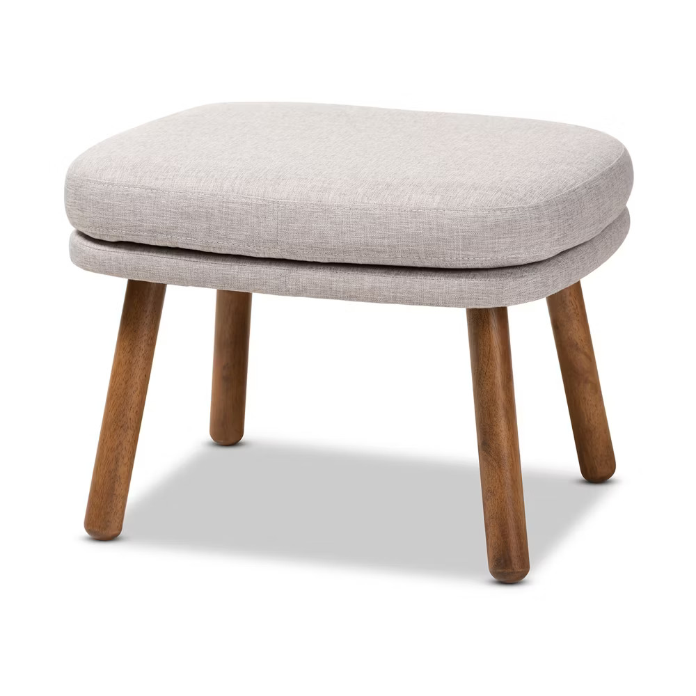 Lovise Walnut Finished Wood Ottoman Grayish Beige - Baxton Studio 9590₽