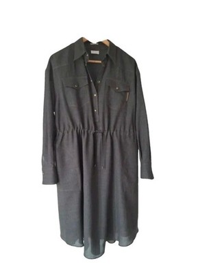 BRUNELLO CUCINELLI  HEMDBLUSENKLEID 44/46 NEU GRAU
