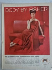1963 Car Body by Fisher women's Pauline Trigere red evening gown Vintage ad