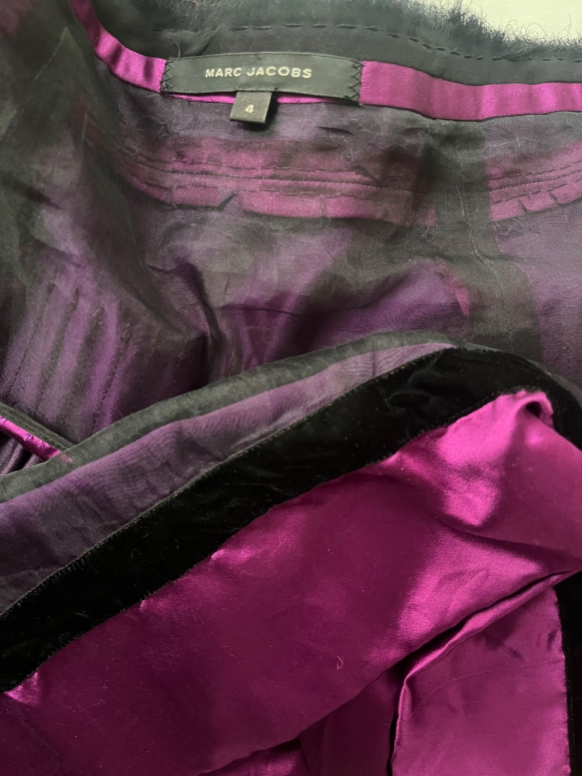 Marc Jacobs Vintage Silk Skirt Size 4 with Velvet Trim image 5