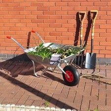 Image of 65L Heavy Duty Wheelbarrow Galvanised Home Garden Metal Cart with Pneumatic Tyre