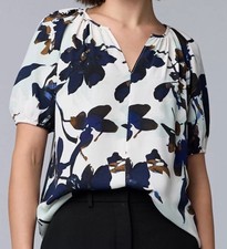 Simply Vera Wang Navy Black Floral Blouse Top Shirt Sz XL - New