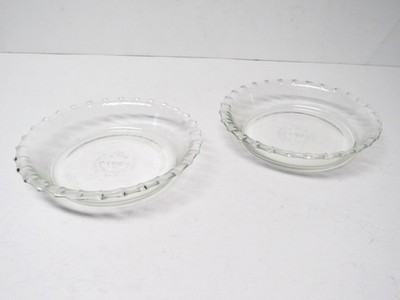 2 - Vtg PYREX #206 Tart Mini Pie Pans Scalloped Edge 6'' Glass Ovenware A-4