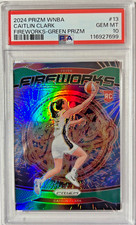 2024 PRIZM #13 ROOKIE GREEN SP FIREWORKS CAITLIN CLARK INDIANA FEVER PSA 10 GEM