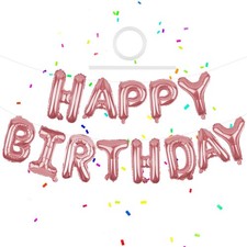 Happy Birthday Balloons Banner Rose Gold 16 Inch Mylar Foil Letters  Inflatable