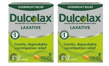 Dulcolax Laxative 6-Tablet x 2 Pack – Overnight Relief – Gentle, Dependable