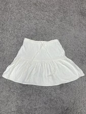 Brandy Melville White Mini Skirt Linen Blend Drawstring Waist Y2K Boho