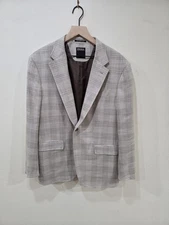 Zegna Beige Neutrals Light Check Wool Silk Sport Coat Men's Size EU 54R US 44R