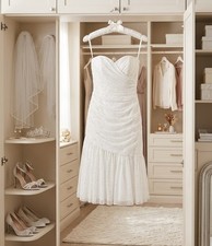 Elegant Strapless White Rouched Wedding Dress - New w/Tags