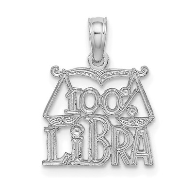 14k White Gold 100% LIBRA Zodiac Charm Pendant L 15.4mm, W 12.8mm