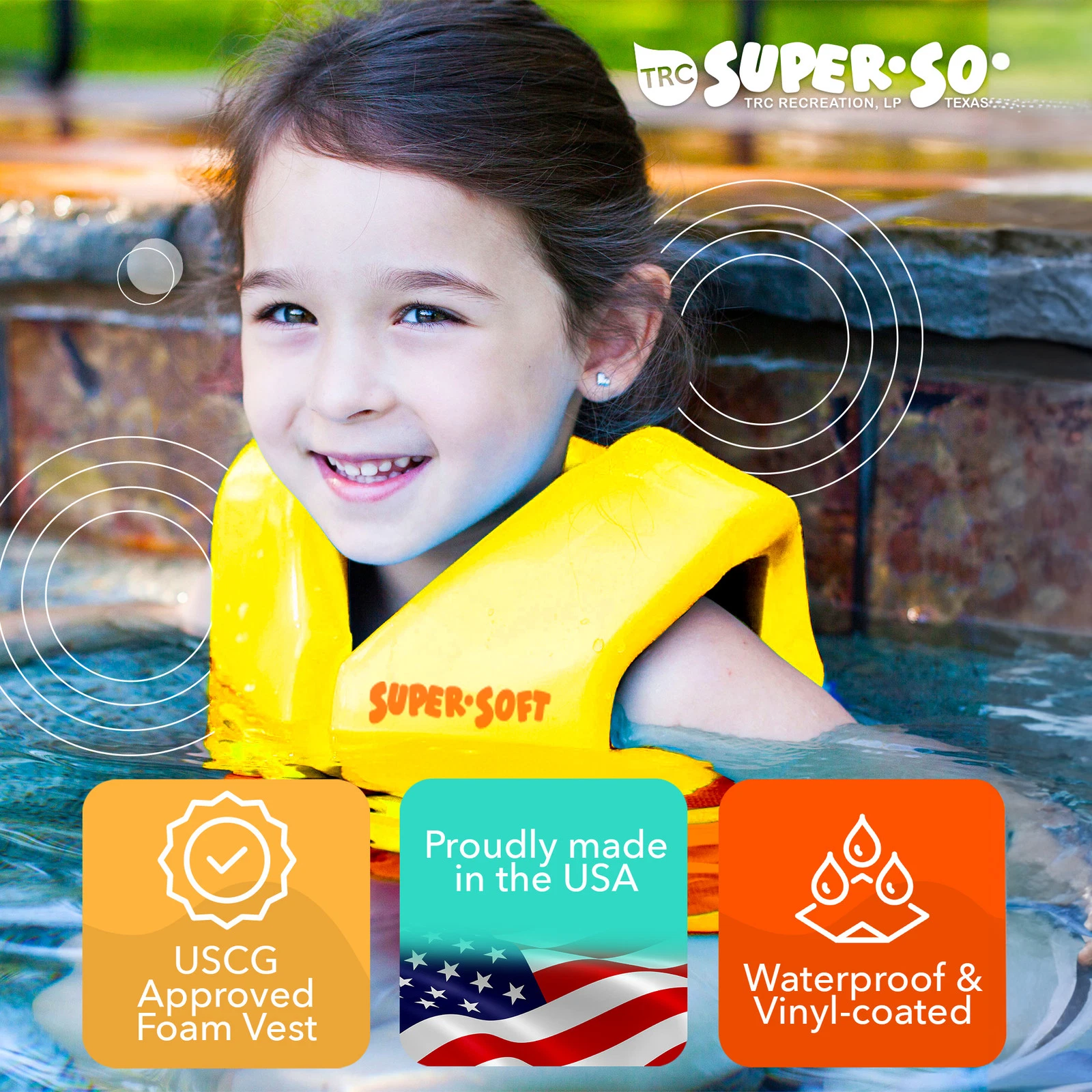 TRC Recreation Super Soft Child Life Jacket Swim Safety Vest, X Small, Yellow image 6