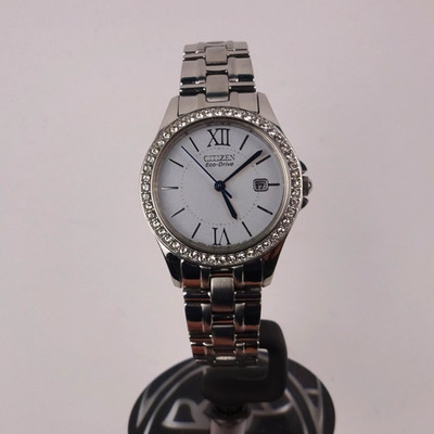 Citizen Eco Drive Ladies Watch Stainless Steel Gem Set Bezel Woman's