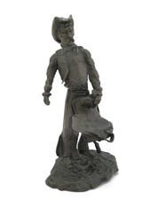 Colorado COWBOY with SADDLE James Turner Sr. Western Art Bronze Statue