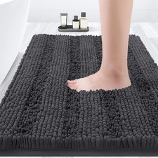 Striped Grey Bathroom Rug Mat 32"x20" Ultra Soft, Non Slip Chenille Bath Rugs,