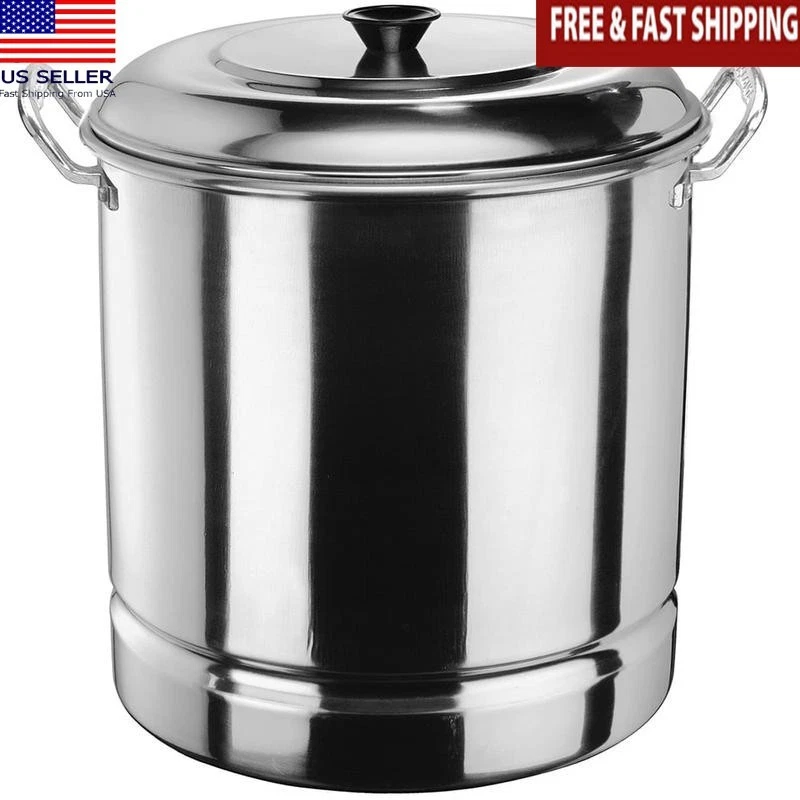 32Qt Aluminum Steamer Pot Lid Removable Tray Ideal Tamales Seafood Cooking New