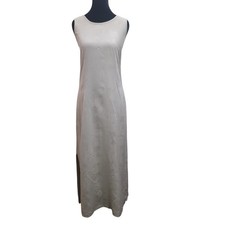 Vintage Tommy Bahama 100% Silk Maxi Dress Small Cream Palm Jacquard Sleeveless
