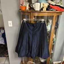 Vtg Talbots Midi Taffeta Skirt Women  s 6 -Petite- Navy -Holiday