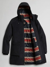 NWT Pendleton CHARCOAL GRAY BEVERLY Patch Pocket Wool-Blend Anorak Coat Women M