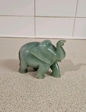 Stunning Solid Jade Elephant Ornament Beautiful Jade Green Colour 7.5 X 10 X 6cm