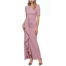 Xscape Ruched Scuba Crepe Gown Dress Pink Womens Size 4 New Formal Evening
