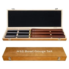 HSS Bowl Gouge Lathe Chisel Set, Wood Lathe Bowl Turning Tools with Wooden Box,