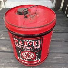 Marvel Mystery 5 Gallon Oil Can Empty Vintage