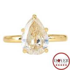 Estate 2.55cts Yellow Diamond 14K Gold Pear Solitaire Engagement Ring 4.5 Gr NR