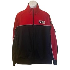 Fila Sport Italia Full Zip Track Jacket Men's XL Red Black Retro Style