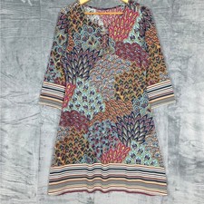 Womens Dress Medium Boho Hippie Retro Floral Paisley Artsy Bloomcore Statement