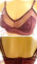 Victorias Secret Rare Vintage bralette M lace kir wine sheer lace sleep soft