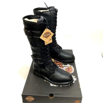 NEW Harley Womens Size 8 Belhaven 14'' Black Waterproof Motorcycle Boots D87299-8