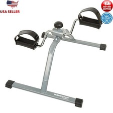 Portable Under Desk Exercise Bike Indoor Fitness Pedal Machine Arms Legs Silver
