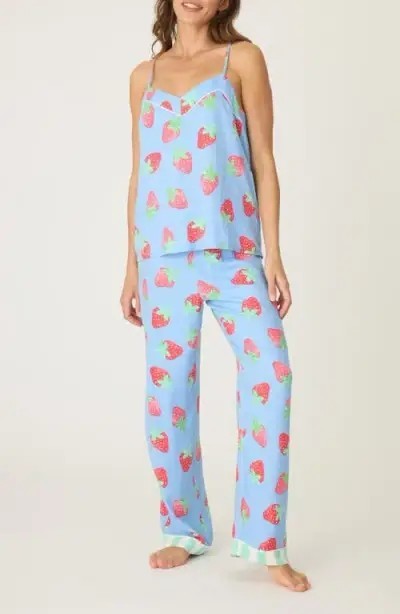 PJ Salvage Farmers Market Camisole & Pants Pajama Set Women's S Bright Blue