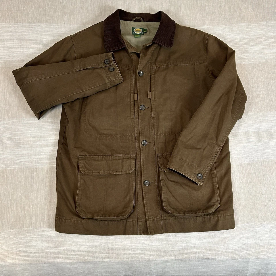 Abrigo Cabela's Marrón Lona Tareas de Granero Para Hombre Talla Grande Alto Cuello Pana L Foto 2 de 4