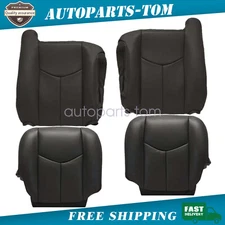 Driver & Passenger Bottom & Top Leather Seat Cover For 2003-2006 GMC Sierra Gray