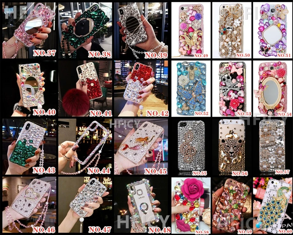 Bling Full Red Diamonds Sparkly Soft Women Phone Case With Crystals Neck Lanyard - Image 2 of 4