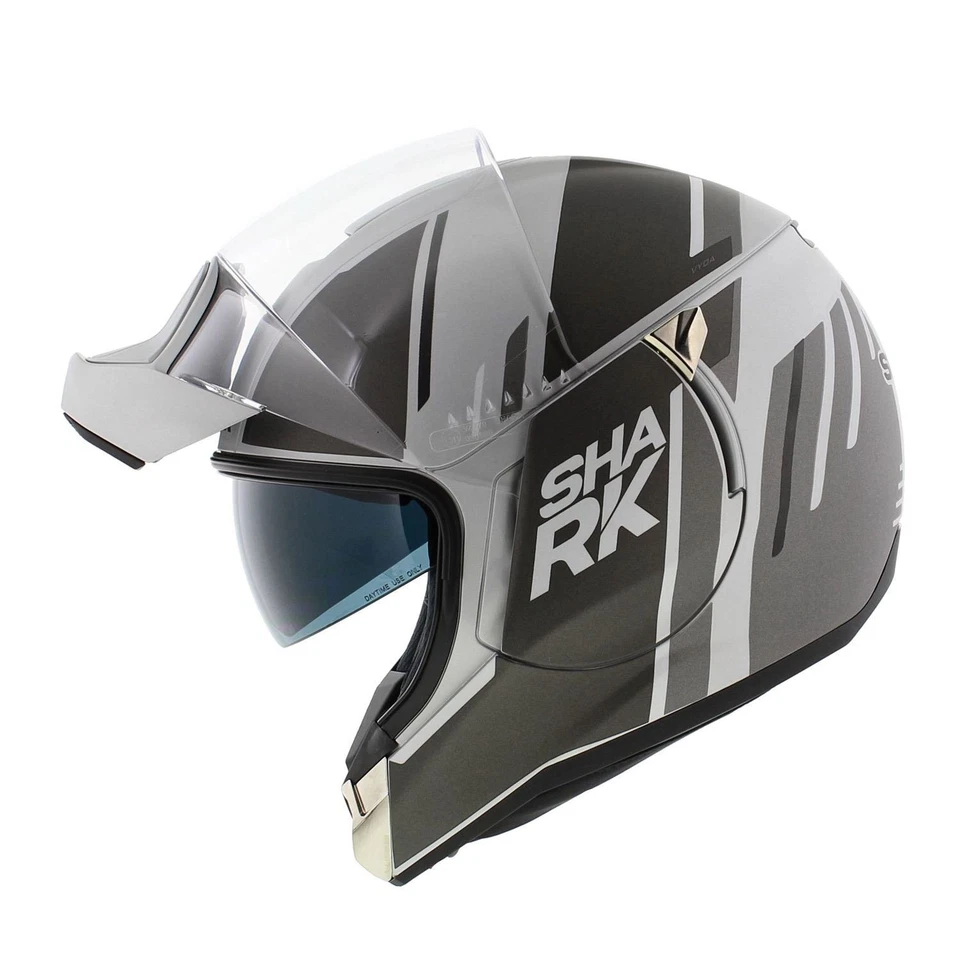 Casco Shark Evojet Vyda mate plata negro antracita gris SAK - Imagen 3 de 4