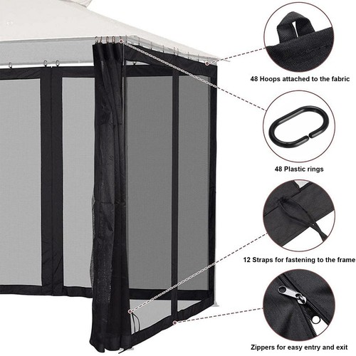 Gazebo Canopy Tent Universal Replacement Mosquito Netting Outdoor Party Shelter - Picture 5 of 31