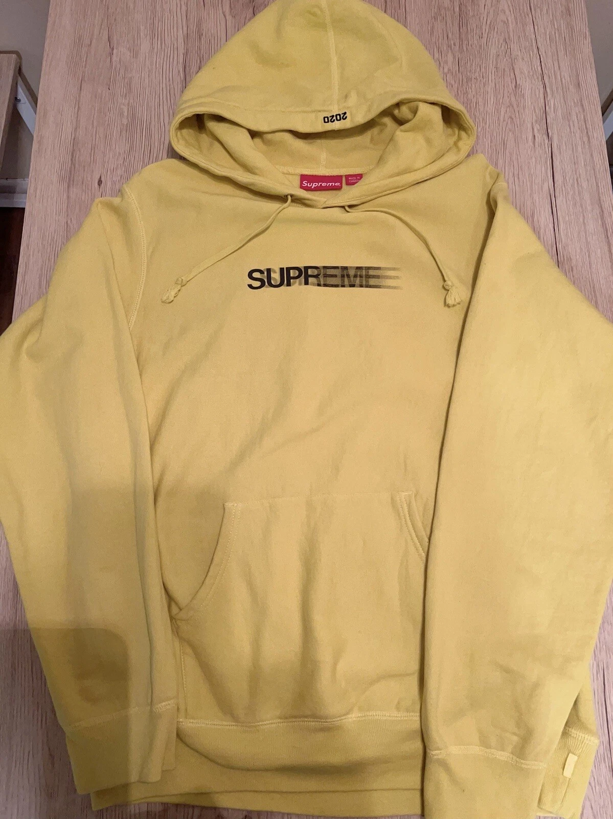 Sweat à capuche logo Supreme Motion citron M SS20